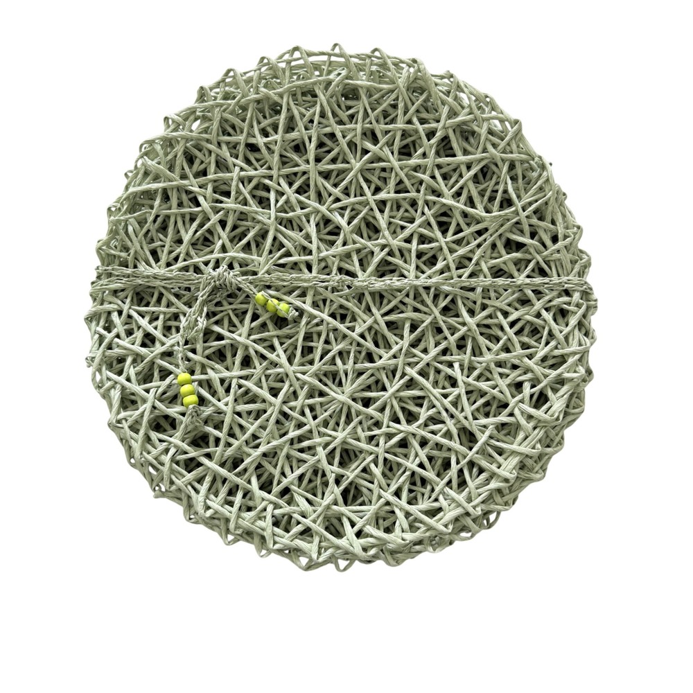 Woven Round Placemats Set of 8 Sage Green 15in Boho Coastal Lattice Cottagecore